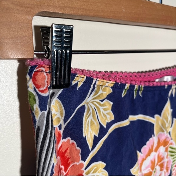 Lux Rayon Floral Bird Print Skirt - Picture 6 of 9